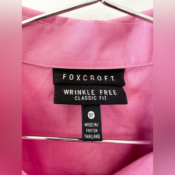 Fox Croft-Fuchsia Wrinkle Free-Classic Fit Button Down Shirt Long Sleeve-Size16P - Picture 6 of 11